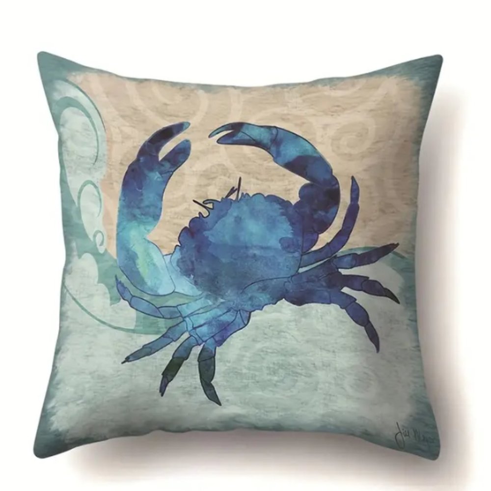 4 Pieces of Sea Crab Sea Horse Sea Turtle Sea Star Pillow Cover Accent 17x17 - Picture 2 of 5